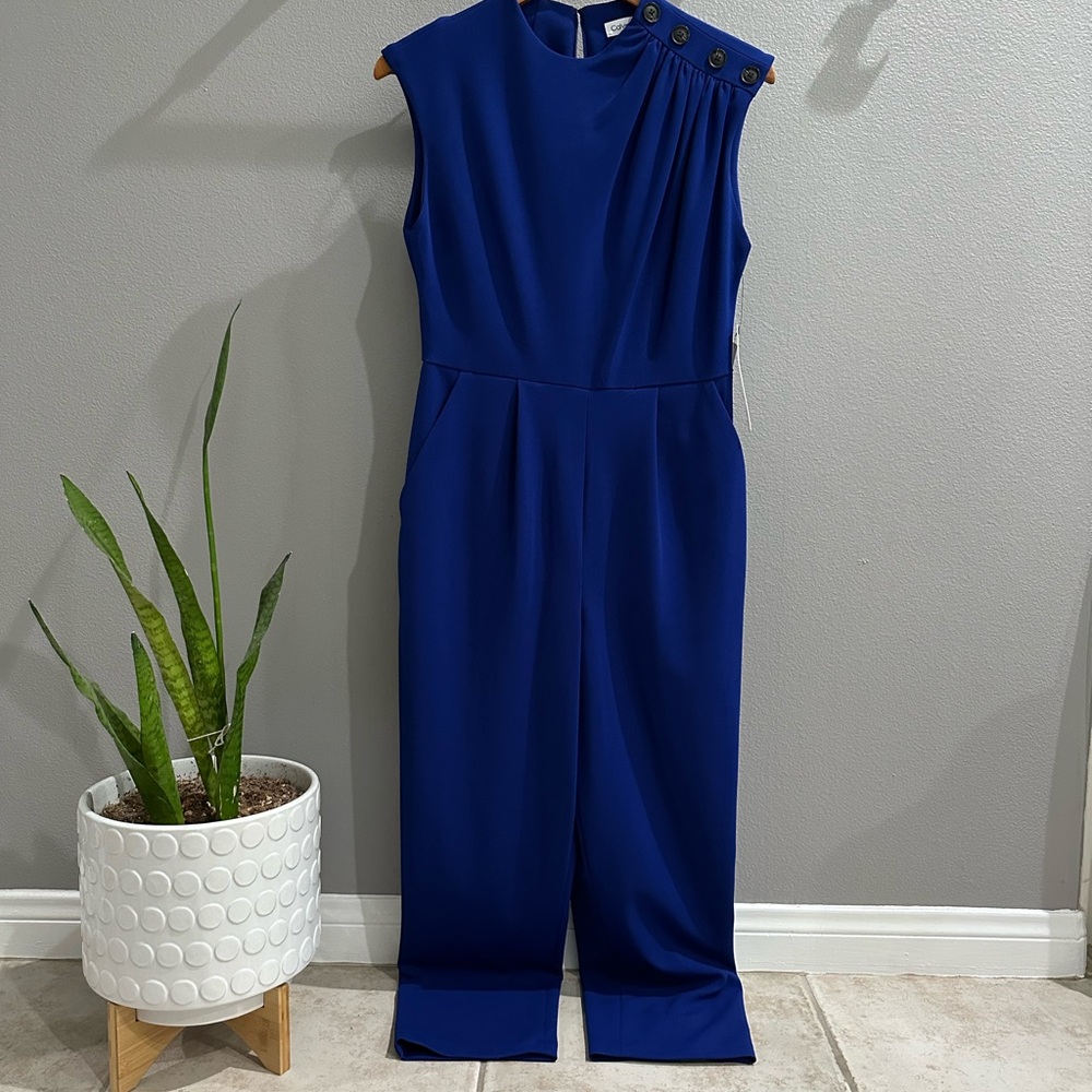 Calvin Klein Royal Blue Cropped Sleeveless Jumpsuit